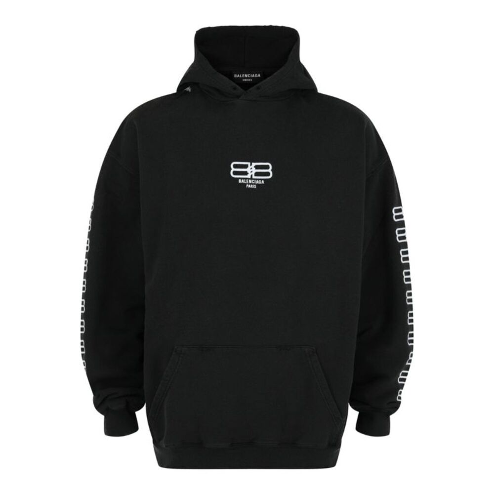 Balenciaga BB Paris Icon Medium Fit Hoodie Black Mens